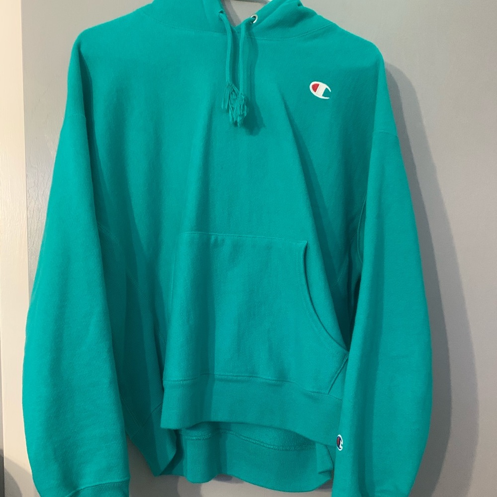 turquoise crop top champion jacket